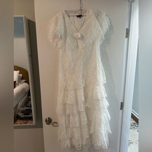 White Tiered Lace Midi Dress